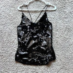Zara sequined top black size XS NWOT